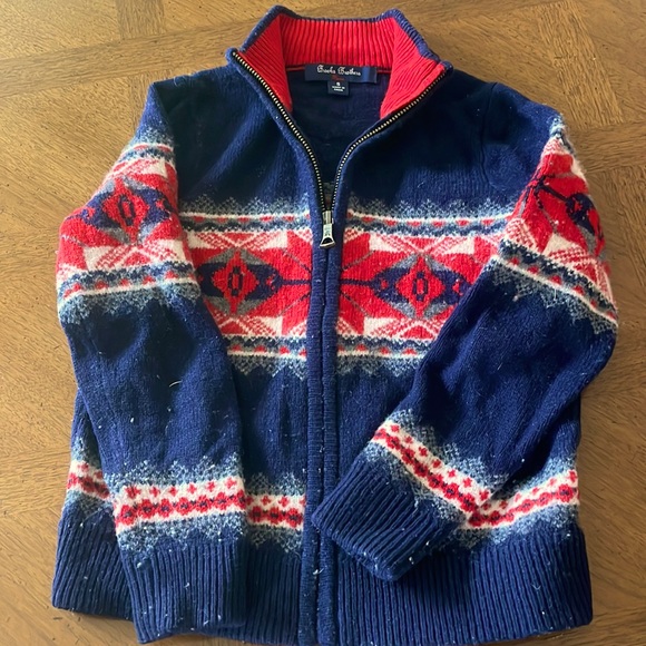 Brooks Brothers Boys Sweater size Small blue & Red Long Sleeve sip up - Picture 1 of 5